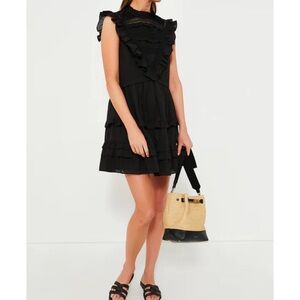 POMANDER PLACE Black Cecilia Ruffle Dress